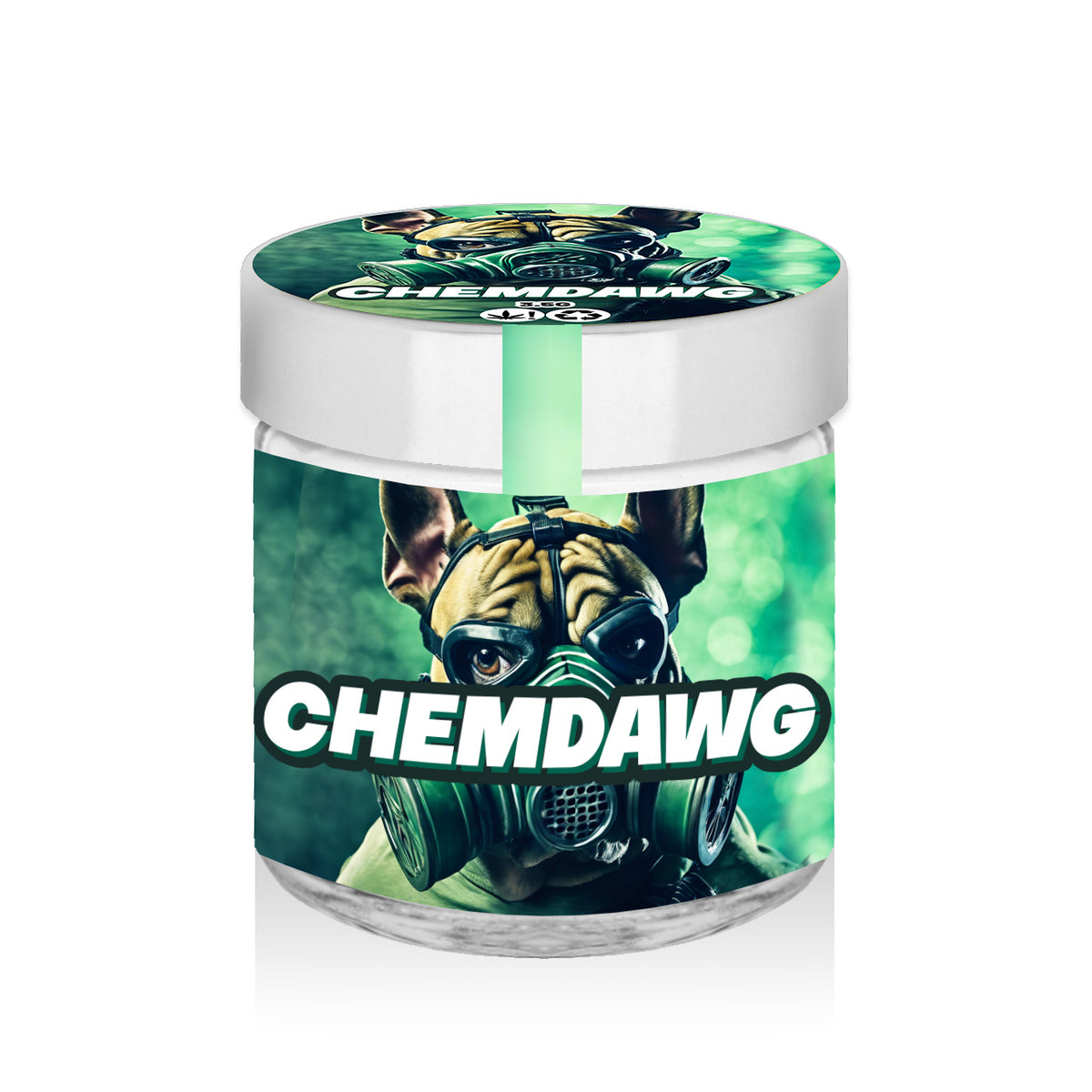 Chemdawg 60ml Glass Jars Stickers 3 5g Green Buddha Packaging