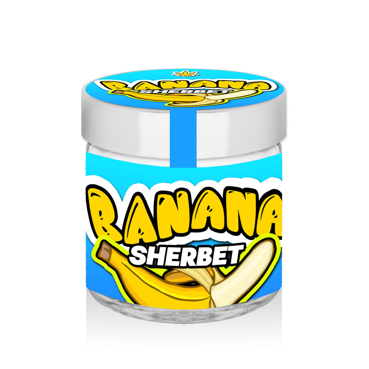 Banana Sherbet 60ml Glass Jars Stickers 3 5g Green Buddha Packaging