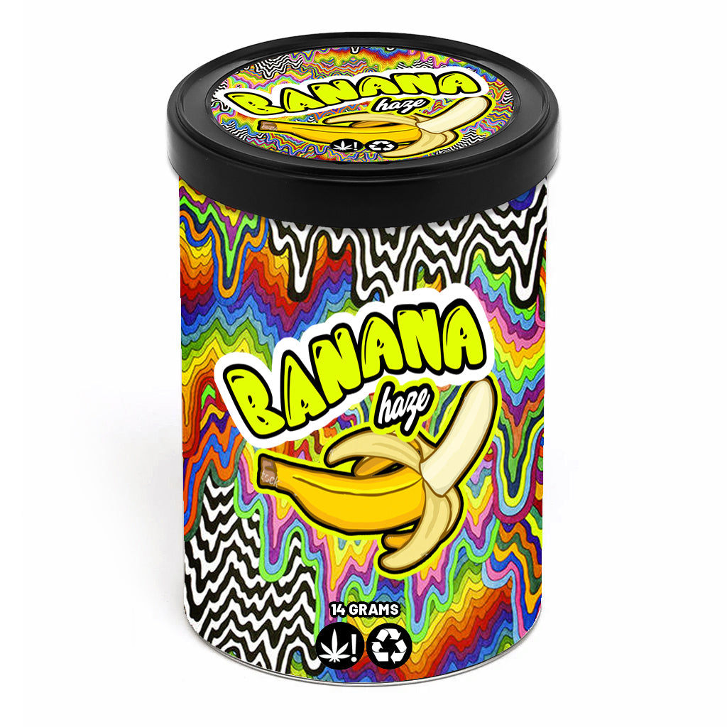 Banana Haze 400ml Tuna Tins 14g Green Buddha Packaging