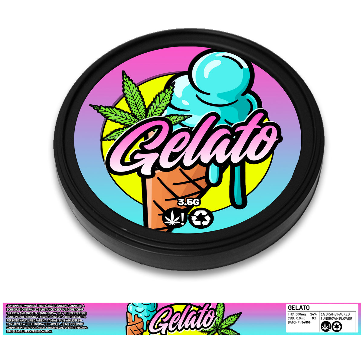 Gelato 100ml Tuna Tins 3 5g Green Buddha Packaging