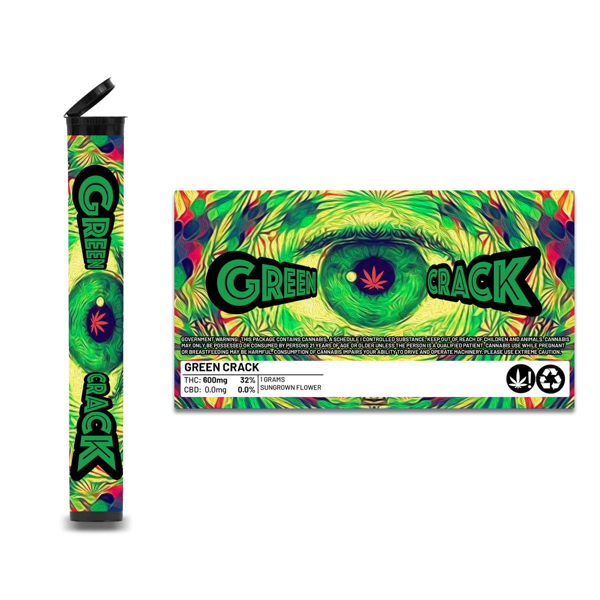 Green Crack Pre Roll Pop Tops 1g – Green Buddha Packaging