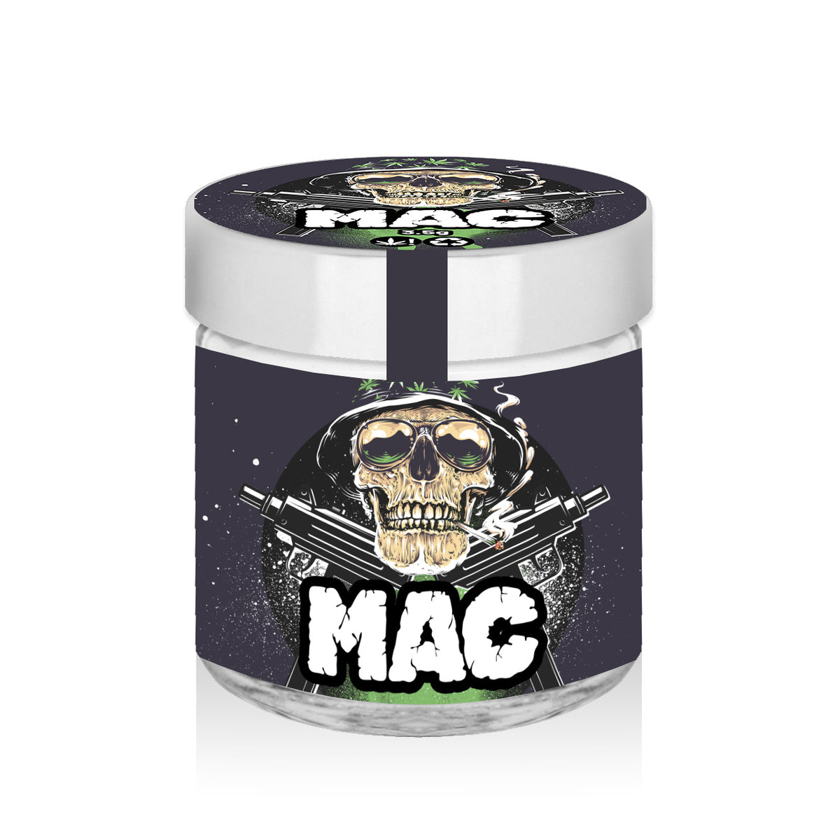 Mac 60ml Glass Jars Stickers 3 5g Green Buddha Packaging