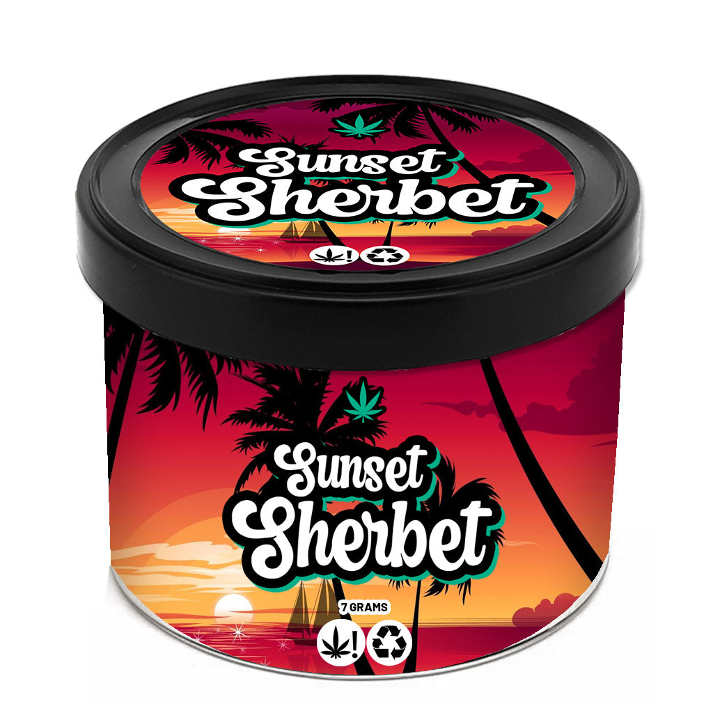 Sunset Sherbet 200ml Tuna Tins 7g Green Buddha Packaging