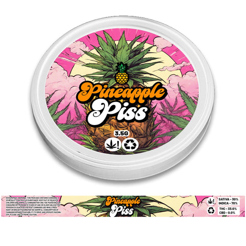 Pineapple Piss 100ml Tuna Tin Stickers (3.5g)