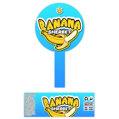 Banana Sherbet 60ml Glass Jars Stickers (3.5g)