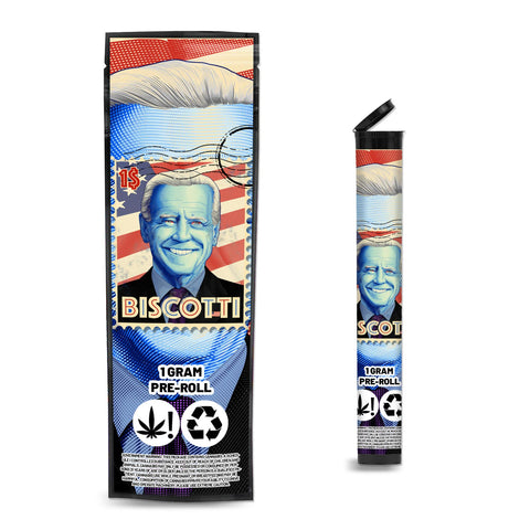 Biscotti Pre Roll Mylar & Pop Tops