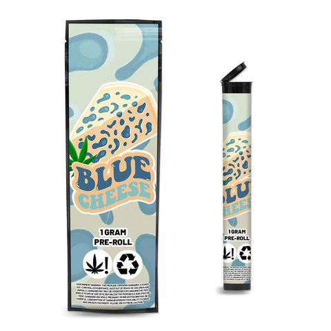 Blue Cheese Pre Roll Mylar & Pop Tops