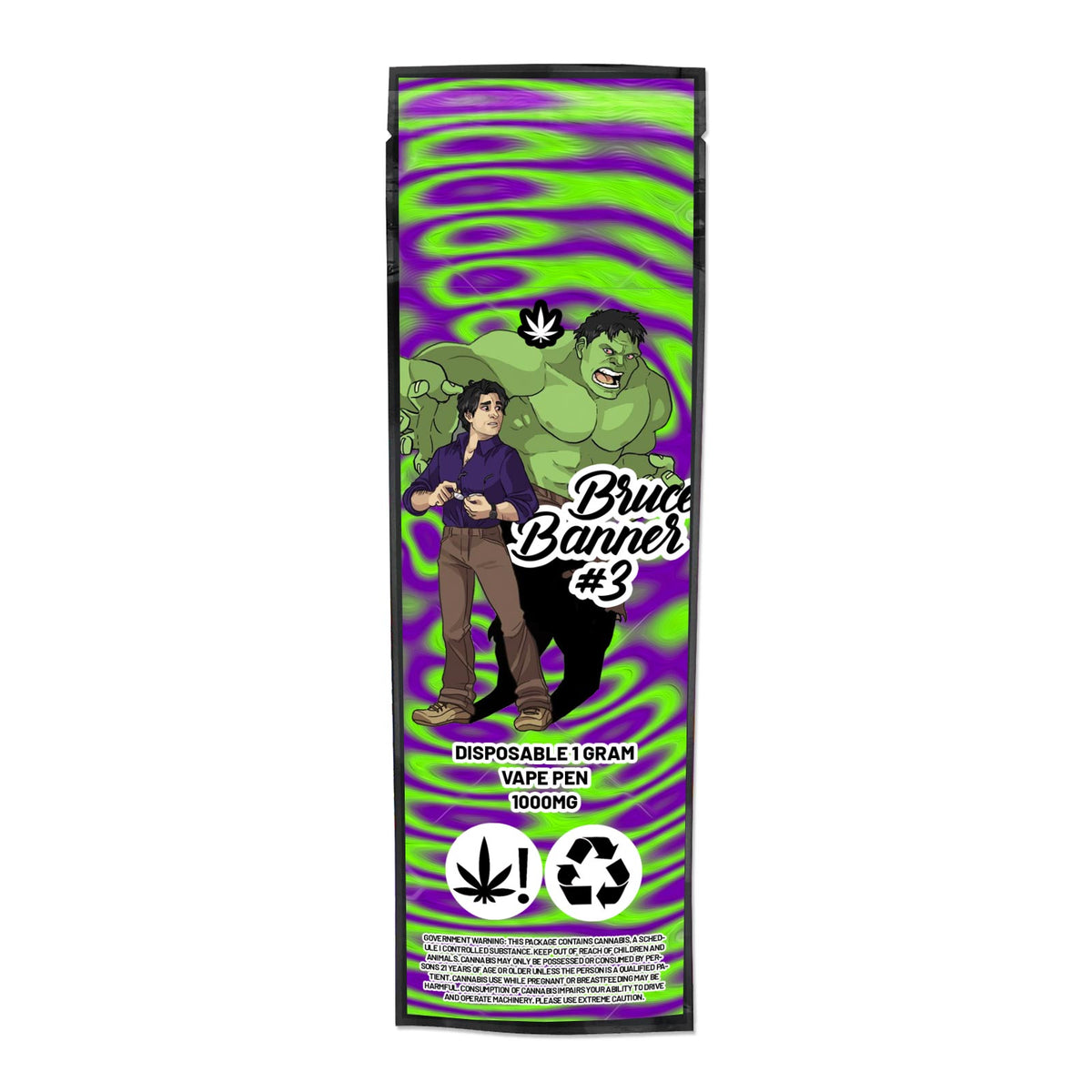 Bruce Banner Disposable Vape Mylar Bags – Green Buddha Packaging