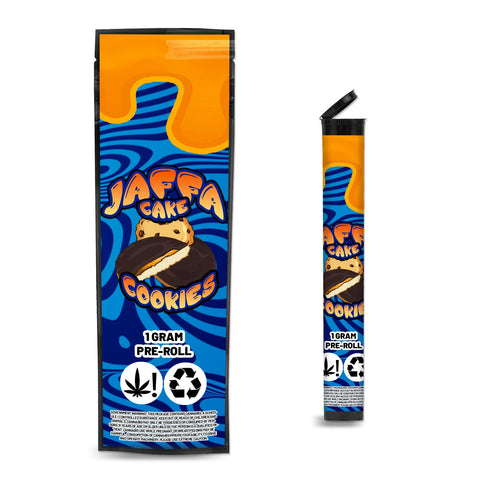 Jaffa Cake Cookies Pre Roll Mylar & Pop Tops