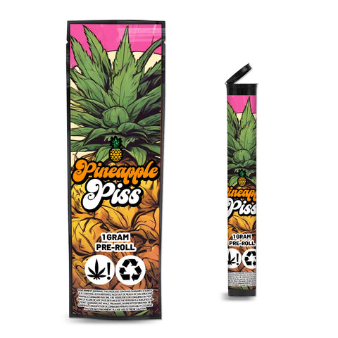 Pineapple Piss Pre Roll Mylar & Pop Tops