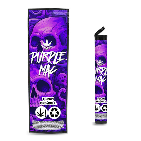 Purple Mac Pre Roll Mylar & Pop Tops