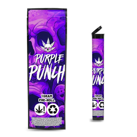 Purple Punch Pre Roll Mylar & Pop Tops