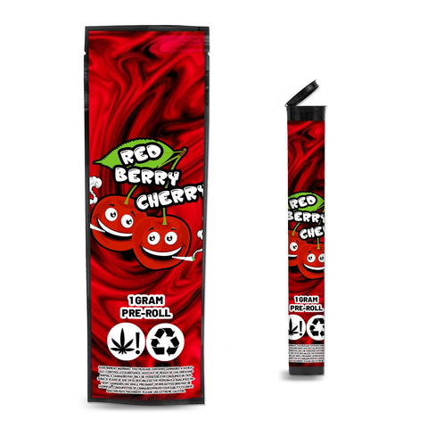 Red Berry Cherry Pre Roll Mylar & Pop Tops