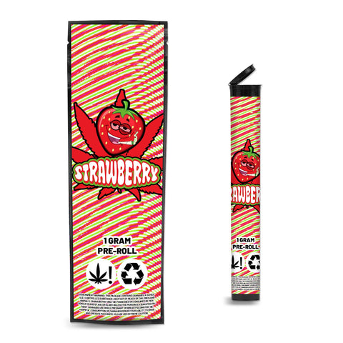 Strawberry Pre Roll Mylar & Pop Tops