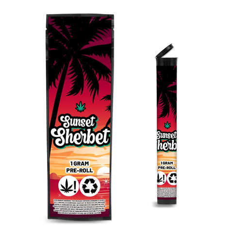 Sunset Sherbet Pre Roll Mylar & Pop Tops