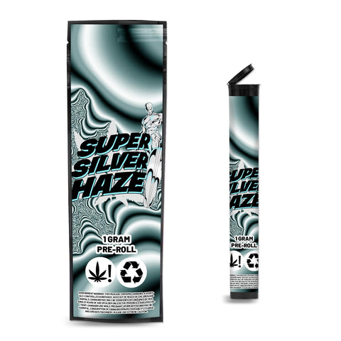 Super Silver Haze Pre Roll Mylar & Pop Tops