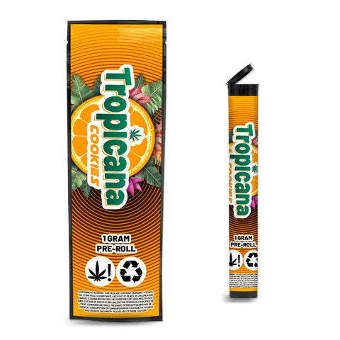 Tropicana Cookies Pre Roll Mylar & Pop Tops