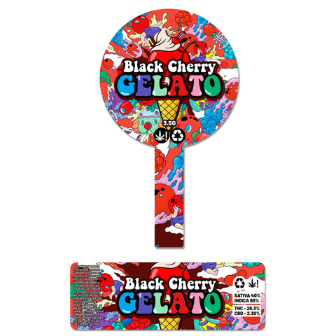 Black Cherry Gelato 60ml Glass Jars Stickers (3.5g)