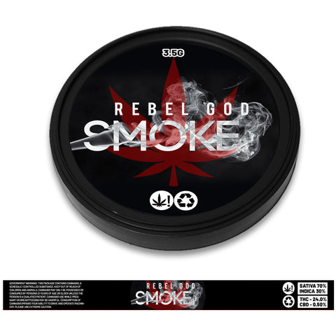 Rebel God Smoke 100ml Tuna Tin Stickers (3.5g)