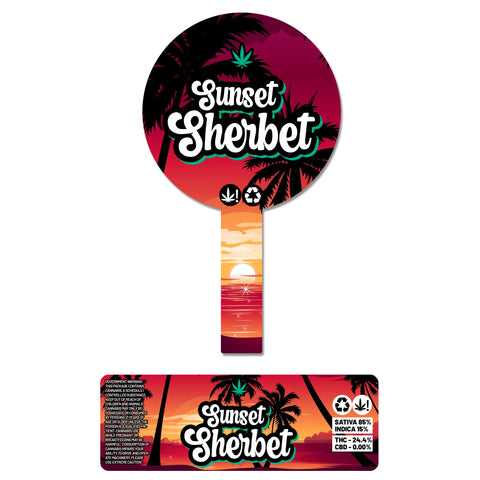 Sunset Sherbet 60ml Glass Jars Stickers (3.5g)