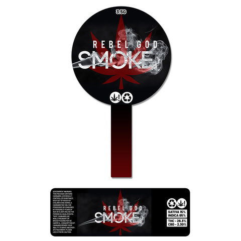 Rebel God Smoke 60ml Glass Jars Stickers (3.5g)