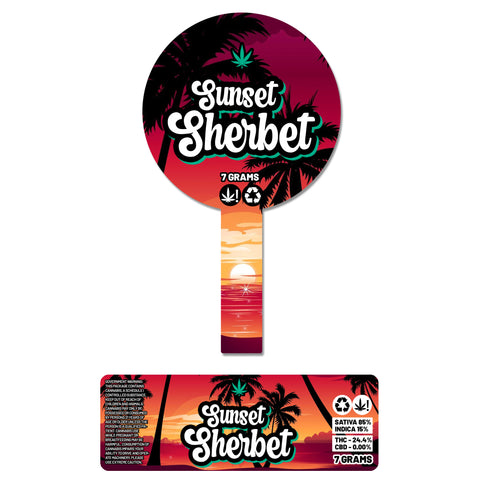 Sunset Sherbet 120ml Glass Jars Stickers (7g)